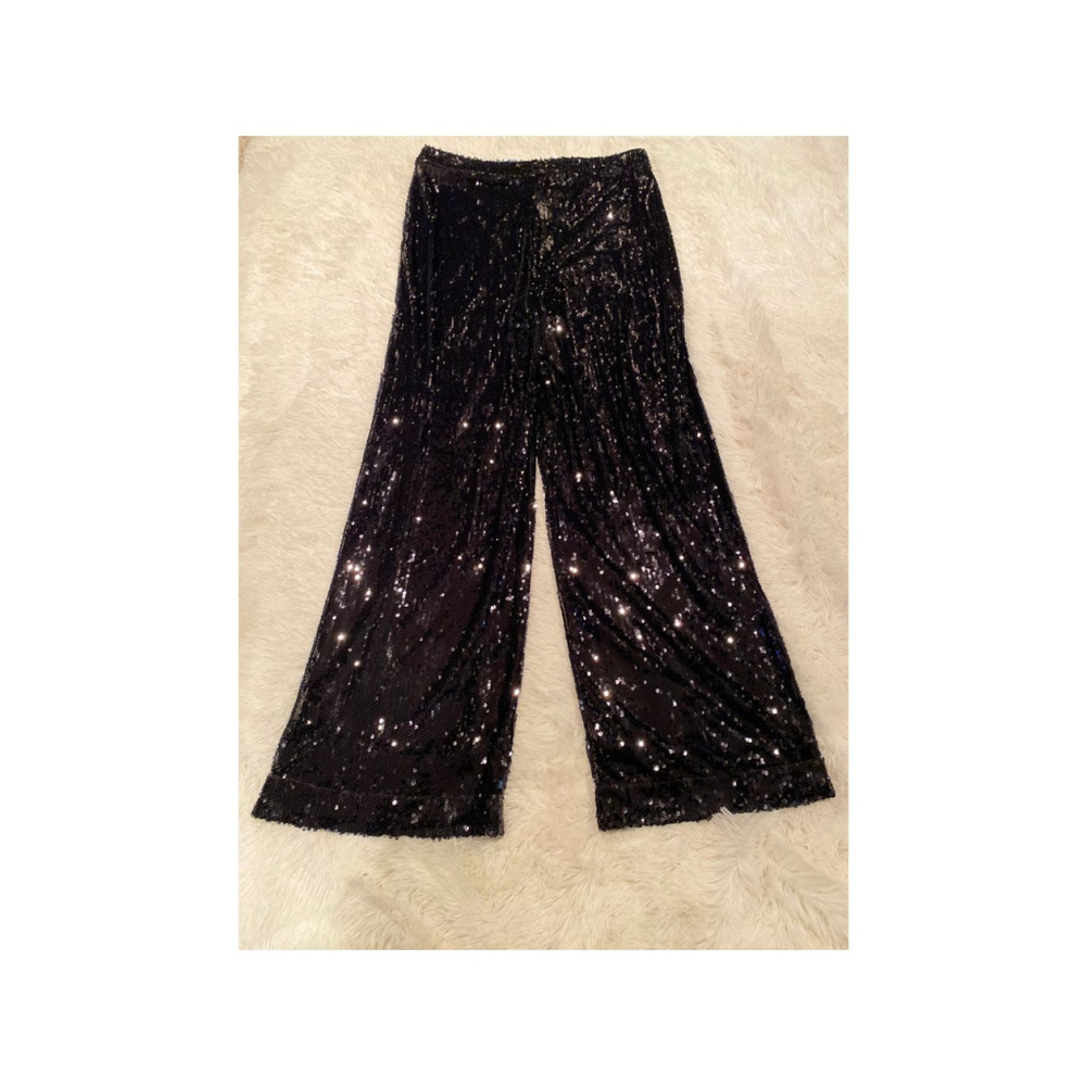 WAYF Black Sequin Wide Leg Pants - Size XL (NWT) - Picture 2 of 5